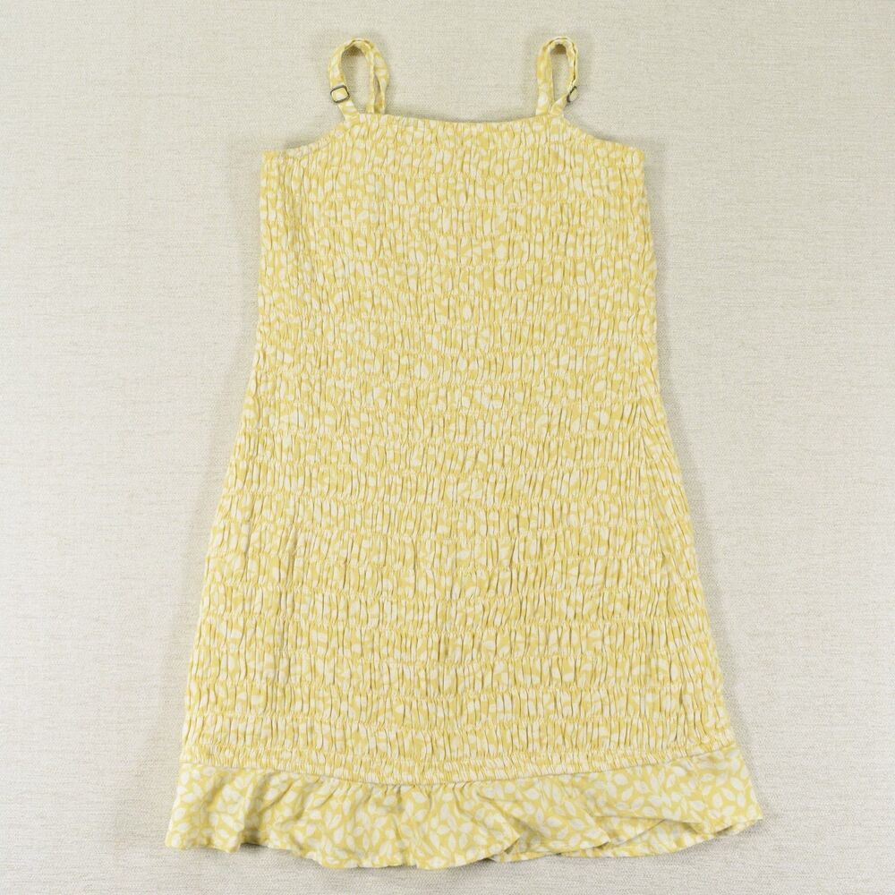 Abercrombie Kids Dress Girls 11/12 Yellow Floral Smocked Sundress Ruffle Hem
